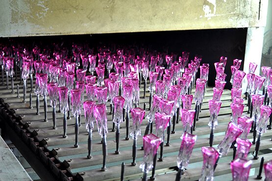 perfume bottle in production